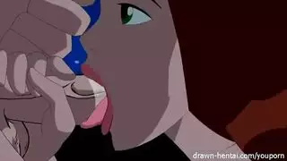 كرتون إباحي: مشهد مص قضيب ضخم مع 10 شخصيات