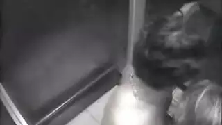 جلسة ضرب في المصعد: وضعية الكلب مع عصر ثدي عنيف